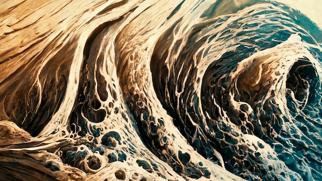 Majestic waves digital abstract painting background