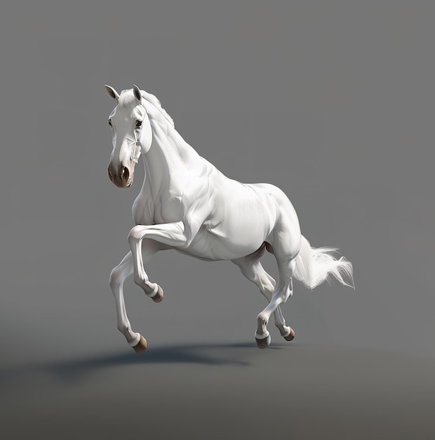 Majestic white horse at a gallop the beauty and strength of the horse