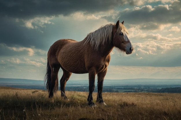 Majestic White Horse in Sunset