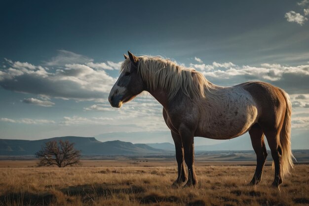 Majestic White Horse in Sunset