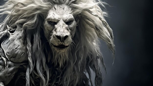 Majestic White Lion With Dark Fantasy Aesthetics