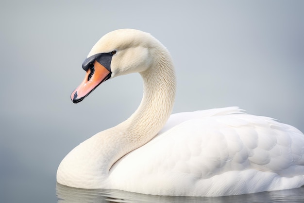 Majestic White Swan Resting Gracefully on Earth White or PNG Transparent Background