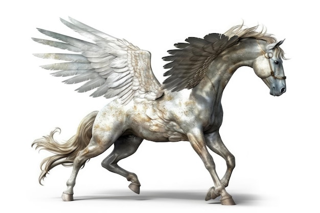 Majestic winged horse with a pure white coat Generative AI