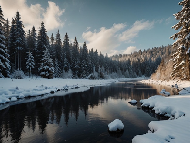 Majestic Winter Forest Covered in Snow Peaceful Nature Landscape