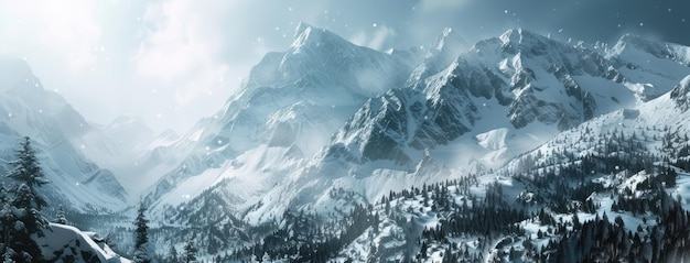 Photo majestic winter mountains in serene snowscape