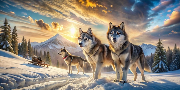 Majestic Wolves in Freezing Winter Landscape Wild and Untamed Spirits Shining Through