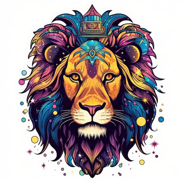 A majestic zodiac lion clipart with a illutration