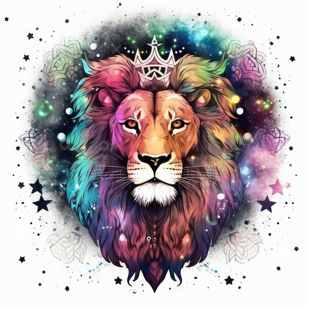 A majestic zodiac lion clipart with a illutration