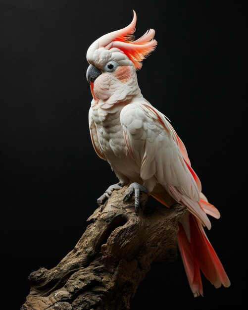 Photo the major mitchell39s cockatoo standing on small root portrait view isolated black background