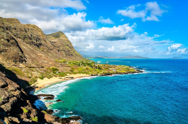 Makapuu point lookout on oahu island in hawaii