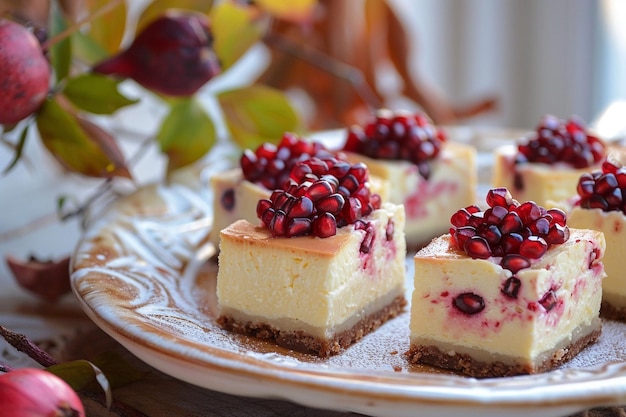 Make pomegranate cheesecake bites as a sweet treat generative ai