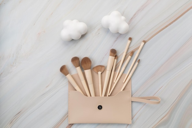 Make up brush pastel background