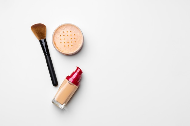 Make up liquid foundation with brush on white