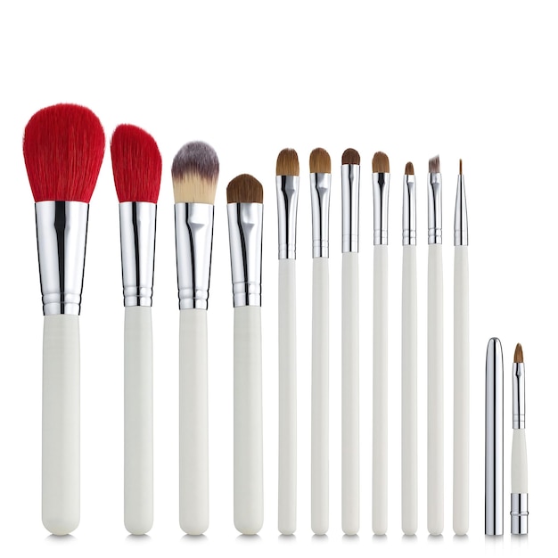 Makeup brush set isolated on white background