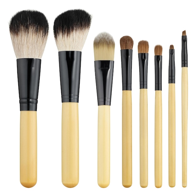 Makeup brush set isolated on white background