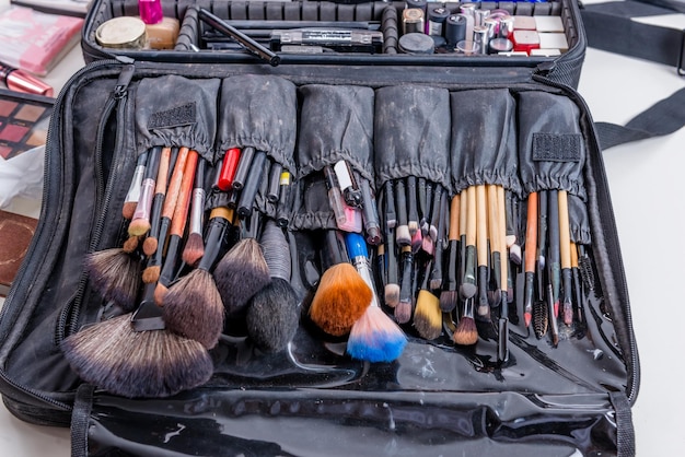 Photo makeup brush and tools in bag