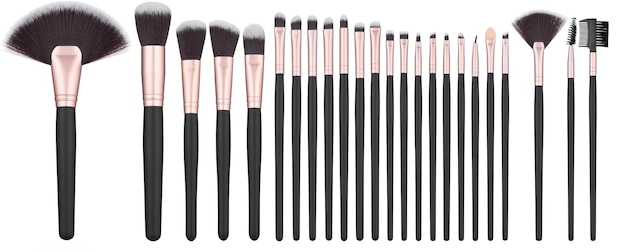 Makeup brushes set mockup, front view