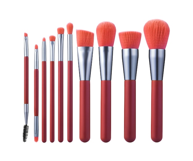 Makeup brushes set mockup, front view