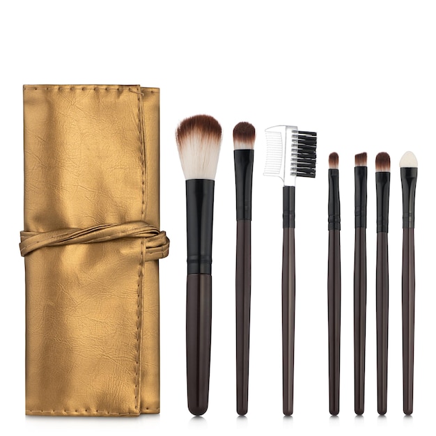 Makeup brushes set mockup, front view