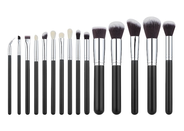 Makeup brushes set mockup, front view