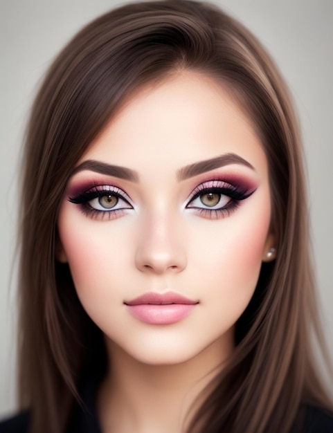 Makeup for a girl with a pink eye shadow