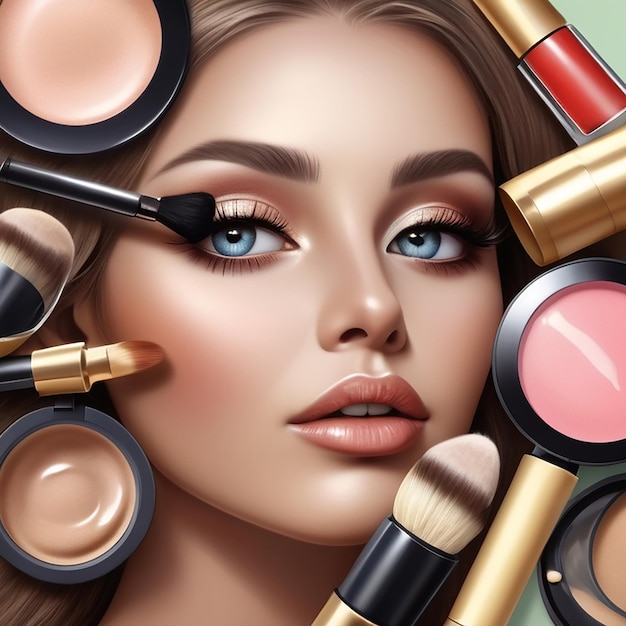 Makeup Realistic Composition and beuty products