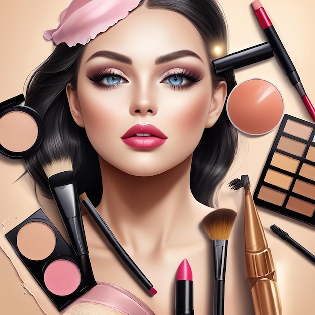 Makeup Realistic Composition and beuty products