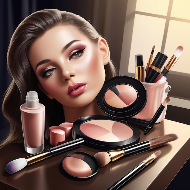 Makeup Realistic Composition and beuty products