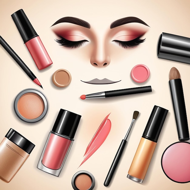 Makeup Realistic Composition and beuty products