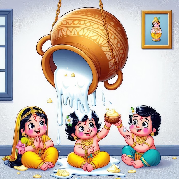 Makhan Chor Krishna little Lord Krishna is eating makhan