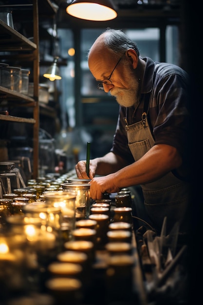 Making of candles for Candlemas Day in an artisan's workshop created with generative ai