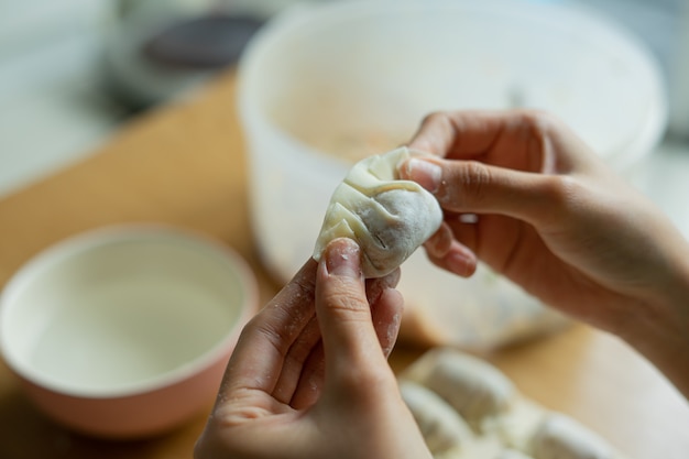 Photo making chinese style dumplings homemade