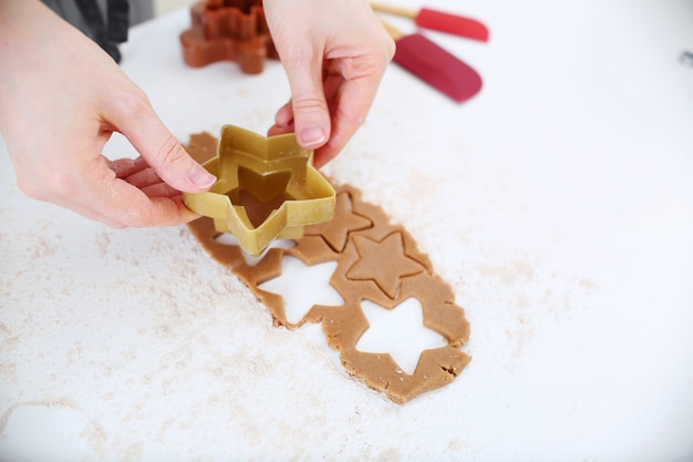 Making Christmas gingerbread cookies