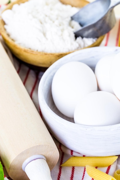 Making homemade pasta with organic ingredients