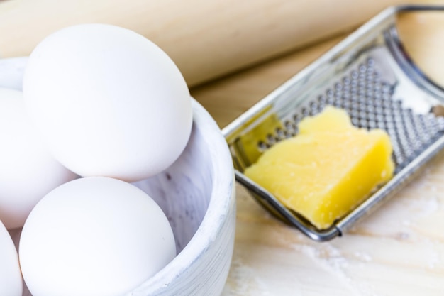 Making homemade pasta with organic ingredients