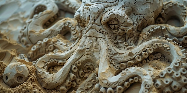 Making Sand Sculptures of Sea Creatures Cinematic Imaginary Scene