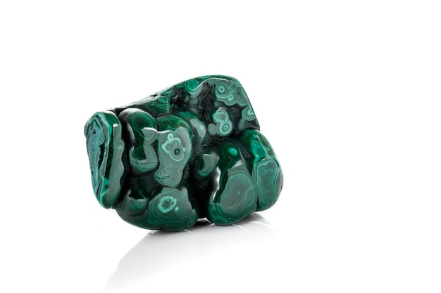 Malachite macro mineral stone on a white background