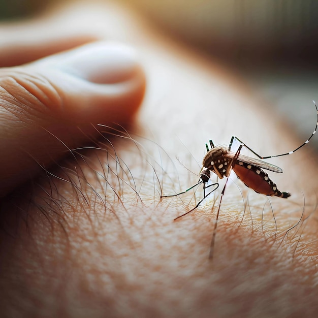 Photo malaria mosquitoes are sucking human blood