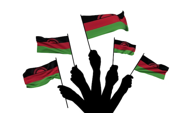 Malawi national flag being waved d rendering