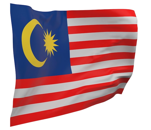 Malaysia flag isolated. Waving banner. National flag of Malaysia