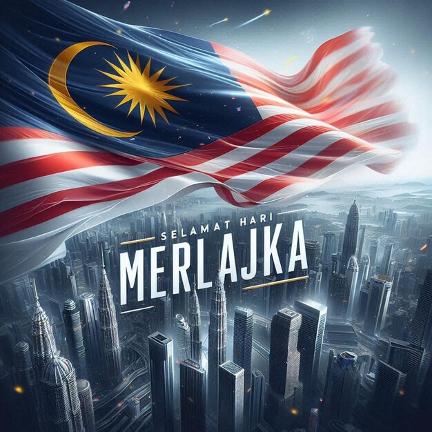 Photo malaysia independence day illustration with traditional social media design