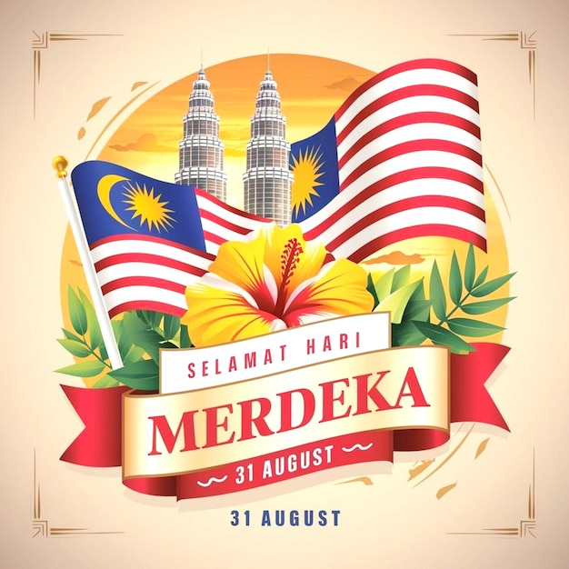 Malaysia independent day poster banner with flag on it