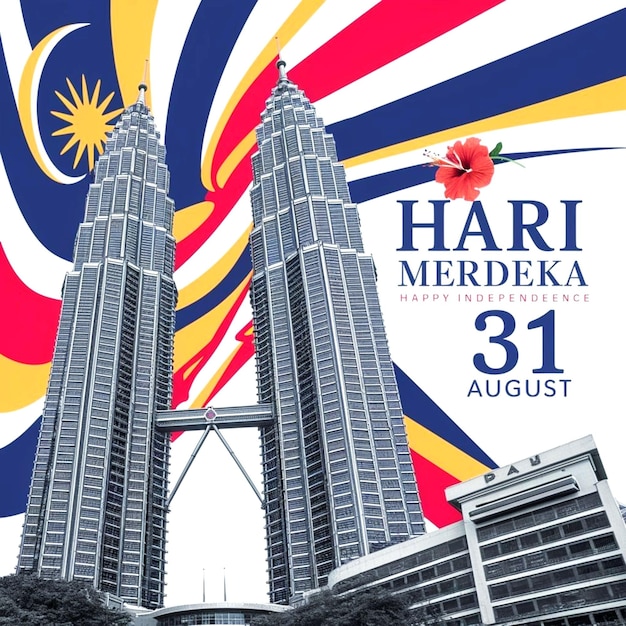 Malaysia independent day poster banner with flag on it