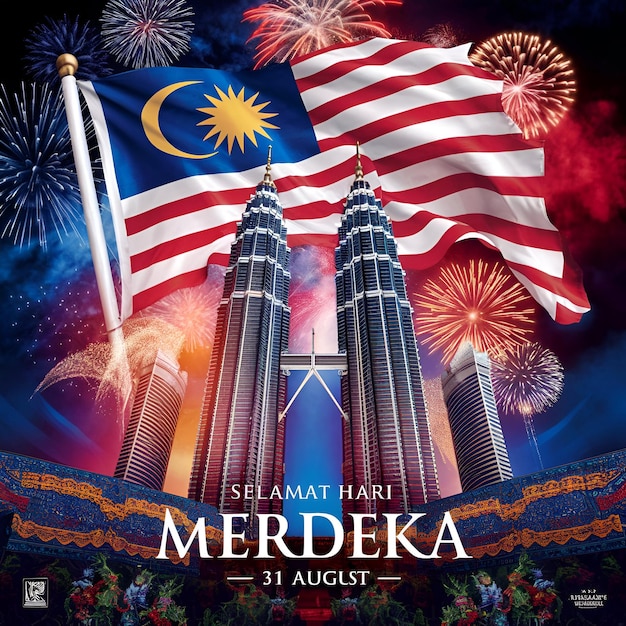 Malaysia independent day poster banner with flag social for media media