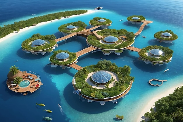 Photo maldives floating city a visionary paradise above the waves