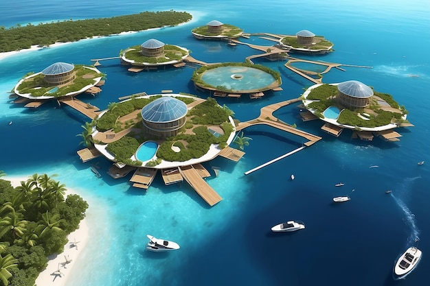 Photo maldives floating city a visionary paradise above the waves