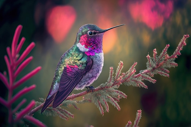 Male adult Annas hummingbird Santa Cruz USA in California