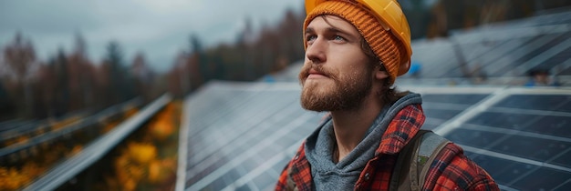 Male American engineer working on renewable energy solutions for a greener future