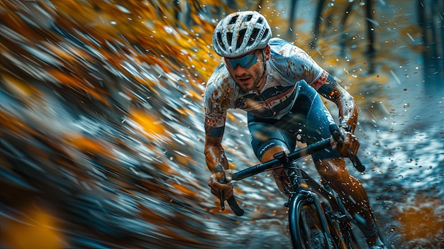 A male athlete cyclist on a road bike