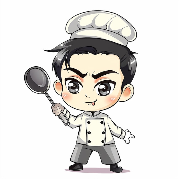 male cartoon chef wearing white color suit isolated on a white background